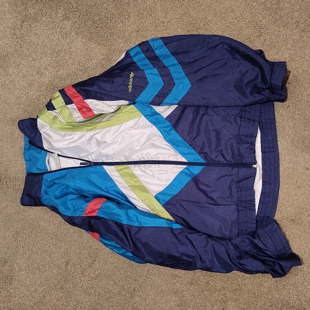 Adidas Retro Vintage Polyester Windbreaker Large